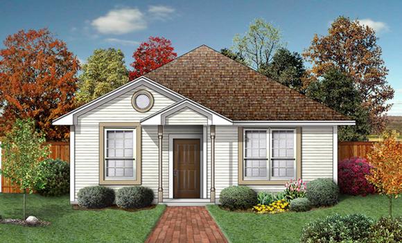 Narrow Lot, One-Story, Traditional House Plan 89965 with 2 Beds, 2 Baths Elevation