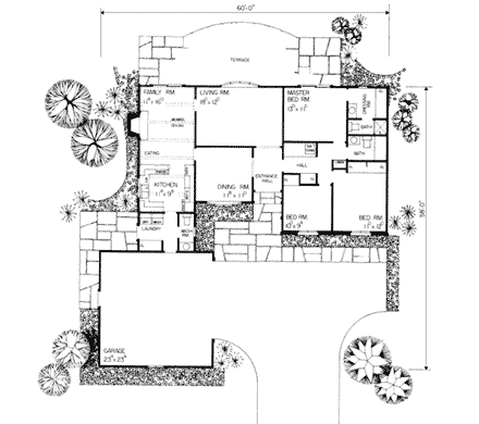 Contemporary House Plan 90203 with 3 Beds, 2 Baths, 2 Car Garage First Level Plan