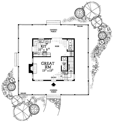 Country, Farmhouse, Southern House Plan 90234 with 2 Beds, 3 Baths First Level Plan