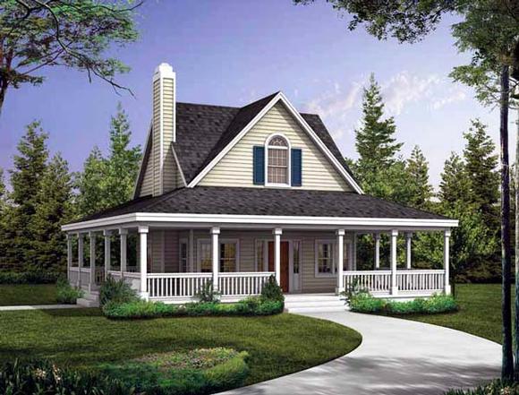 Country, Farmhouse, Southern House Plan 90234 with 2 Beds, 3 Baths Elevation