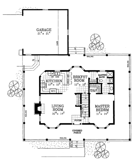 Country, Victorian House Plan 90239 with 3 Beds, 2 Baths, 2 Car Garage First Level Plan