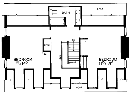 Colonial House Plan 90246 with 4 Beds, 3 Baths, 2 Car Garage Third Level Plan