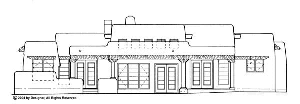 Santa Fe, Southwest House Plan 90259 with 3 Beds, 3 Baths, 2 Car Garage Rear Elevation