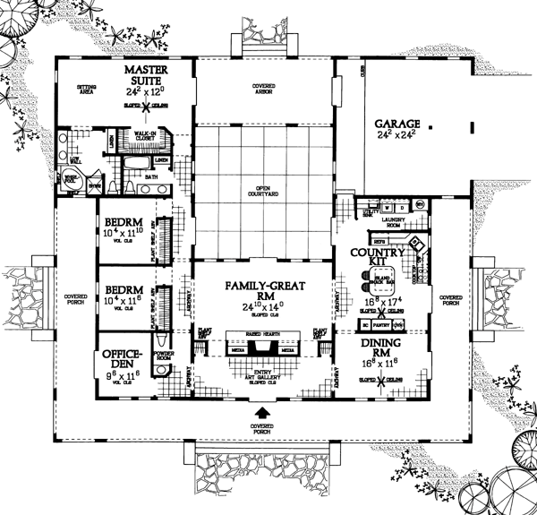 Southwest House Plan 90268 with 3 Beds, 3 Baths, 2 Car Garage Level One