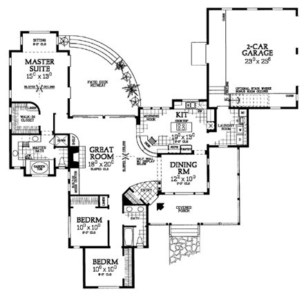 Country, Farmhouse, Victorian House Plan 90277 with 3 Beds, 2 Baths, 2 Car Garage First Level Plan