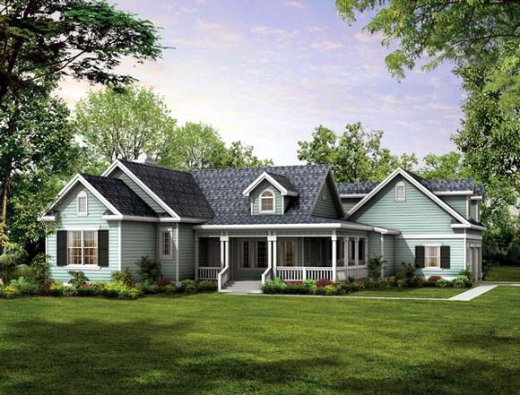 Country, Farmhouse, Victorian House Plan 90277 with 3 Beds, 2 Baths, 2 Car Garage Elevation