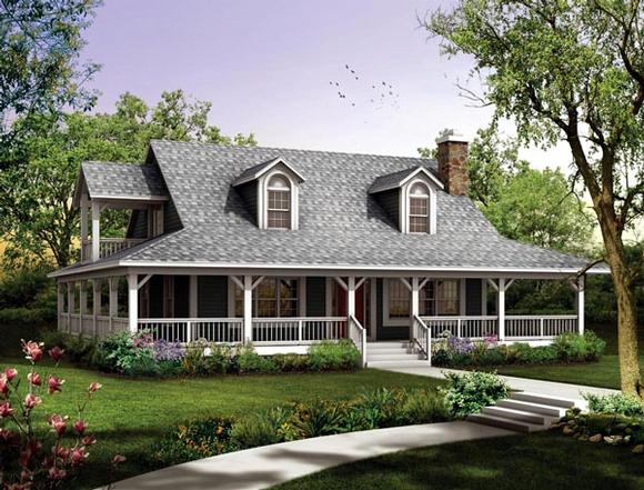 Country, Farmhouse House Plan 90280 with 3 Beds, 2 Baths Elevation