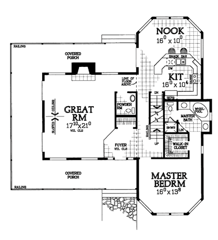 Country, Farmhouse, Victorian House Plan 90281 with 3 Beds, 3 Baths First Level Plan