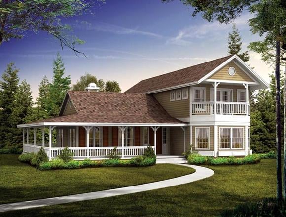 Country, Farmhouse, Victorian House Plan 90281 with 3 Beds, 3 Baths Elevation