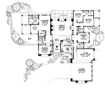 Traditional House Plan 90286 with 4 Beds, 3 Baths, 3 Car Garage First Level Plan