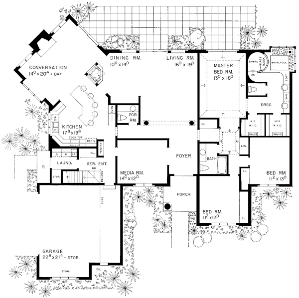 House Plan 90292 - Traditional Style with 2916 Sq Ft, 3 Bed, 2 Ba