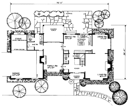 European, Tudor House Plan 90295 with 4 Beds, 4 Baths First Level Plan