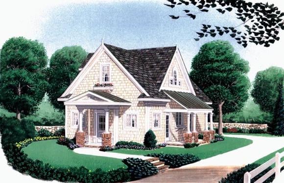 Bungalow, Country, Craftsman, Narrow Lot House Plan 90315 with 2 Beds, 2 Baths, 2 Car Garage Elevation