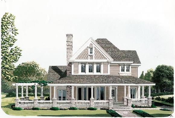 Country, Farmhouse, Victorian House Plan 90331 with 4 Beds, 3 Baths, 2 Car Garage Elevation