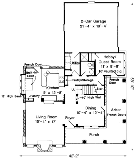 Country, Farmhouse House Plan 90343 with 3 Beds, 3 Baths, 2 Car Garage First Level Plan