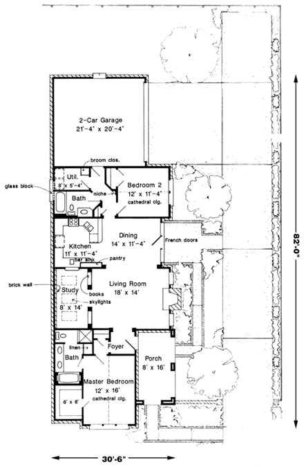 Cabin, Contemporary, Craftsman, European, One-Story House Plan 90356 with 2 Beds, 2 Baths, 2 Car Garage First Level Plan