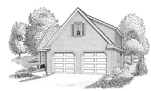 Traditional 2 Car Garage Apartment Plan 90359 with 1 Beds, 1 Baths Elevation