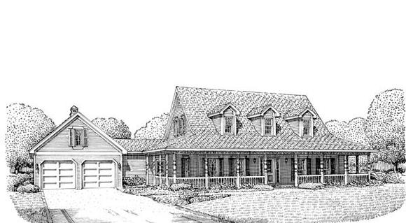 Country, Farmhouse, Southern House Plan 90374 with 4 Beds, 4 Baths, 2 Car Garage Elevation