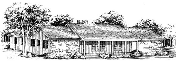 One-Story, Ranch House Plan 90407 with 3 Beds, 2 Baths, 2 Car Garage Elevation
