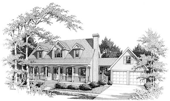 Country, Southern House Plan 90455 with 3 Beds, 3 Baths, 2 Car Garage Elevation
