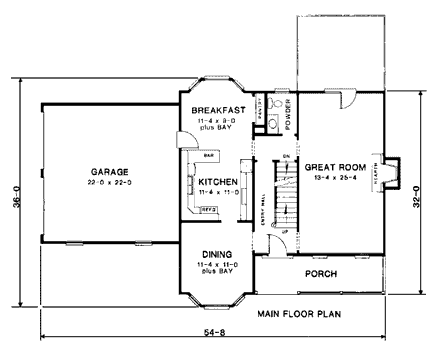 Country House Plan 90460 with 3 Beds, 3 Baths, 2 Car Garage First Level Plan