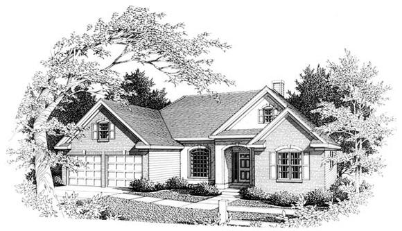 Traditional House Plan 90466 with 3 Beds, 3 Baths, 2 Car Garage Elevation
