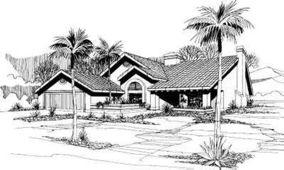 Contemporary, Florida, Mediterranean, One-Story House Plan 90502 with 3 Beds, 2 Baths, 2 Car Garage Elevation