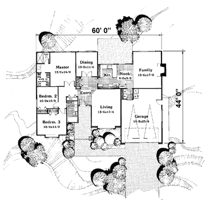 Contemporary House Plan 90505 with 3 Beds, 2 Baths, 2 Car Garage First Level Plan