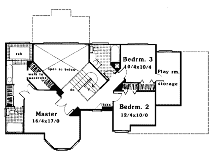 Contemporary House Plan 90506 with 3 Beds, 3 Baths Second Level Plan