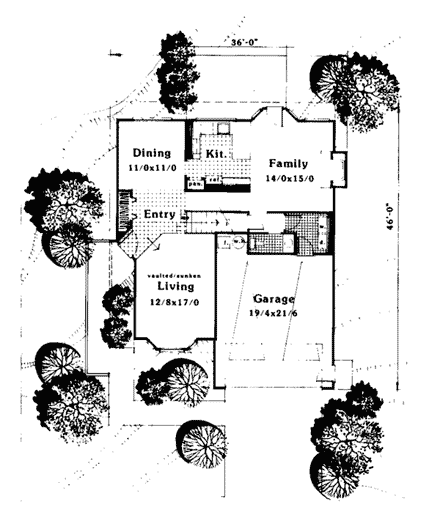Contemporary House Plan 90512 with 4 Beds, 3 Baths First Level Plan