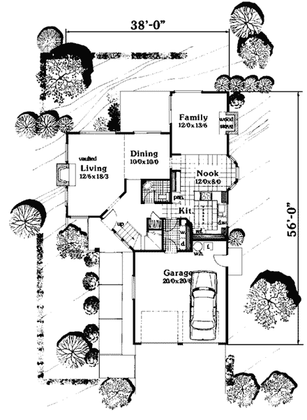 Contemporary, Retro House Plan 90542 with 3 Beds, 3 Baths First Level Plan
