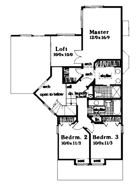 Contemporary, Retro House Plan 90542 with 3 Beds, 3 Baths Second Level Plan