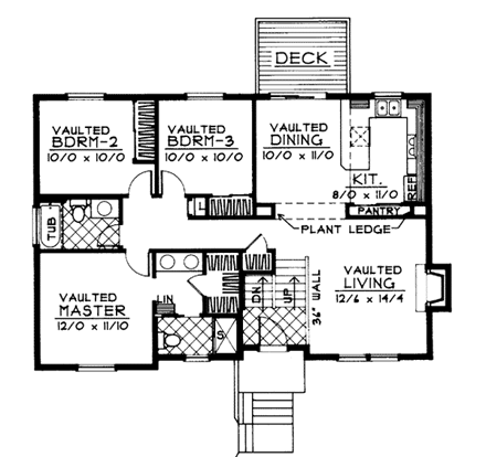 Traditional House Plan 90704 with 3 Beds, 2 Baths, 2 Car Garage First Level Plan