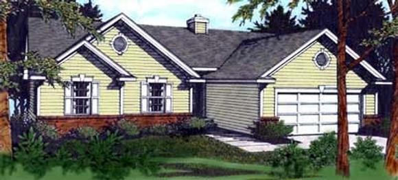 One-Story, Ranch, Traditional House Plan 90705 with 3 Beds, 2 Baths, 2 Car Garage Elevation