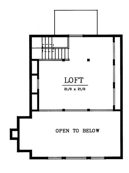 Contemporary, Narrow Lot House Plan 90707 with 1 Beds, 1 Baths Second Level Plan