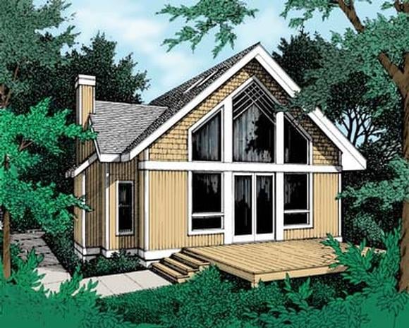 Contemporary, Narrow Lot House Plan 90707 with 1 Beds, 1 Baths Elevation