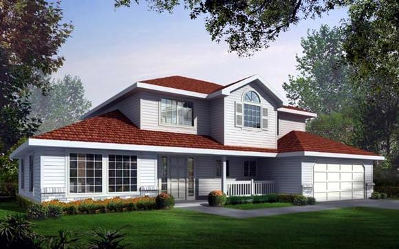 Country, Traditional House Plan 90708 with 4 Beds, 3 Baths, 2 Car Garage Elevation