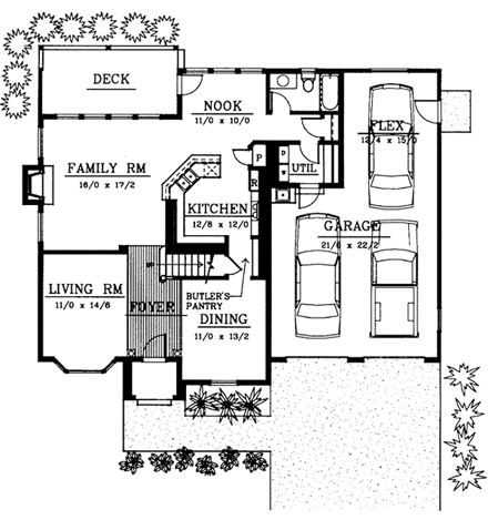 Colonial House Plan 90722 with 4 Beds, 3 Baths, 3 Car Garage First Level Plan