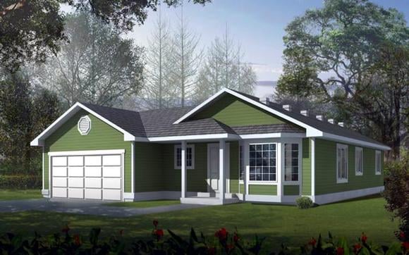 One-Story, Ranch, Traditional House Plan 90724 with 3 Beds, 2 Baths, 2 Car Garage Elevation