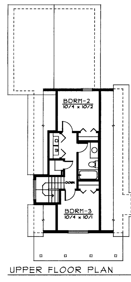 Craftsman, Narrow Lot House Plan 90725 with 3 Beds, 2 Baths, 2 Car Garage Second Level Plan