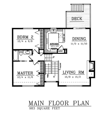Traditional House Plan 90730 with 3 Beds, 2 Baths, 2 Car Garage First Level Plan