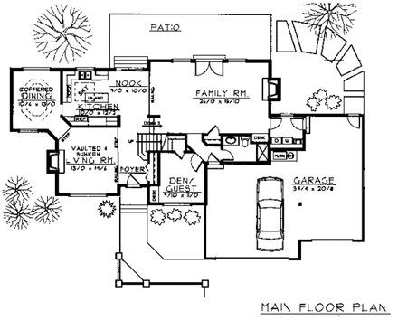 Traditional House Plan 90737 with 4 Beds, 3 Baths, 3 Car Garage First Level Plan