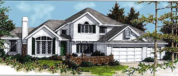 Traditional House Plan 90737 with 4 Beds, 3 Baths, 3 Car Garage Elevation
