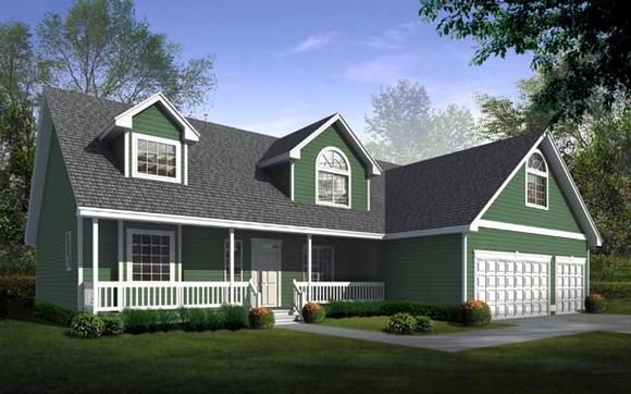 Country, Farmhouse House Plan 90742 with 4 Beds, 3 Baths, 3 Car Garage Elevation