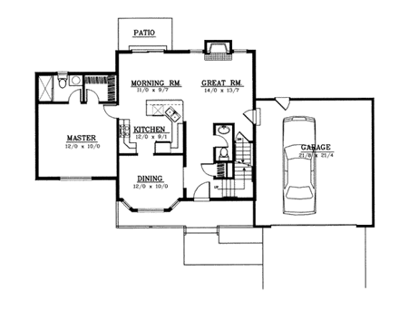 Country House Plan 90747 with 4 Beds, 3 Baths, 2 Car Garage First Level Plan
