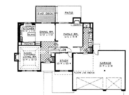 Traditional House Plan 90749 with 4 Beds, 3 Baths, 3 Car Garage First Level Plan