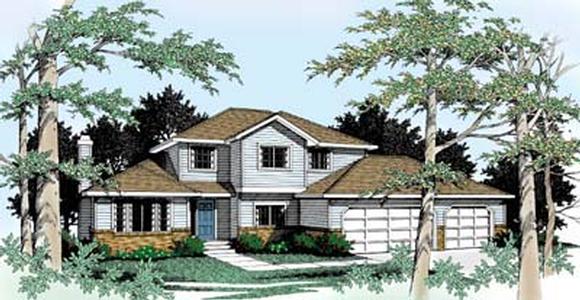 Traditional House Plan 90749 with 4 Beds, 3 Baths, 3 Car Garage Elevation