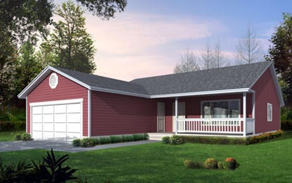 Ranch House Plan 90753 with 3 Beds, 2 Baths, 2 Car Garage Elevation