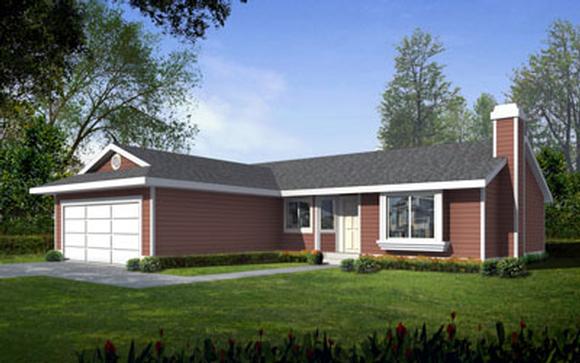 Ranch House Plan 90754 with 3 Beds, 2 Baths, 2 Car Garage Elevation