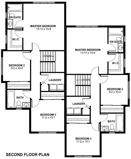 Craftsman Multi-Family Plan 90811 with 6 Beds, 6 Baths, 2 Car Garage Second Level Plan